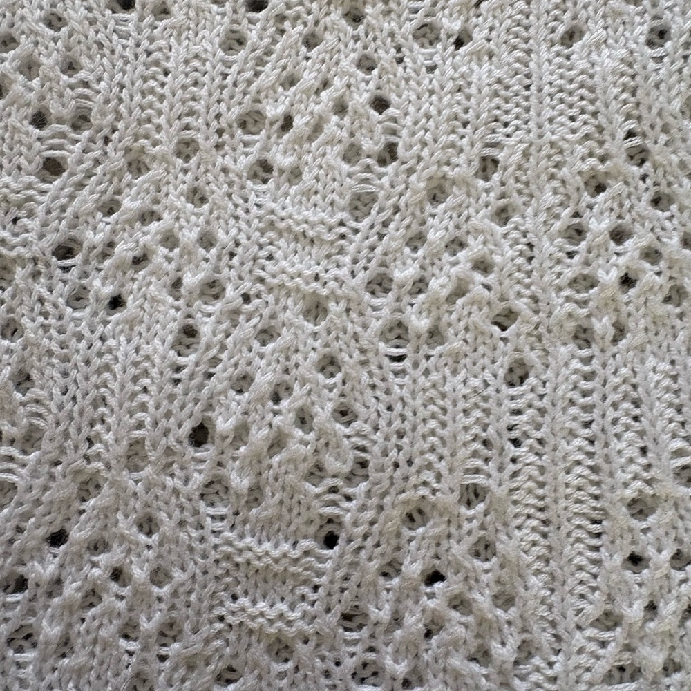 White Open-Knit Crochet Tank Shirt | Winter Layering Pointelle Top - Picture 3 of 6